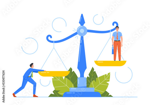 Rights, Inequality, Discrimination, Salary Imbalance Business Concept. Businessman, Manager or Clerk Characters