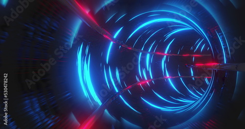 Image of tunnel with blue lights moving in a seamless loop