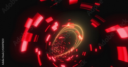Image of tunnel with red and yellow lights moving in a seamless loop