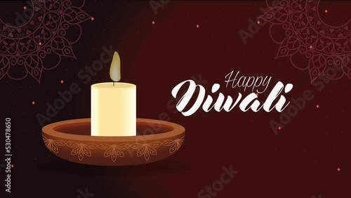 Wallpaper Mural happy diwali festival lettering with candle Torontodigital.ca