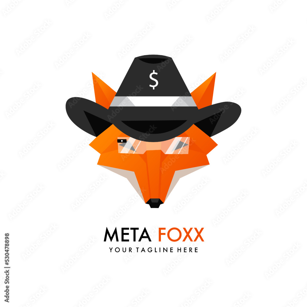 Meta Fox Mascot Logo Design Illustration Vector