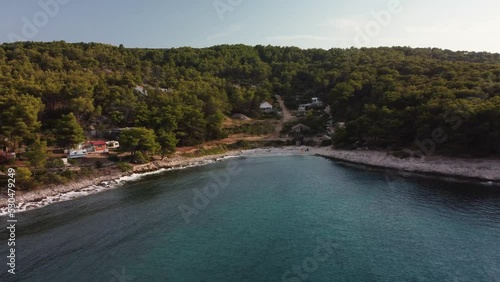 Aerial view of the most isolated wiod beach of Brac island, Croatia photo