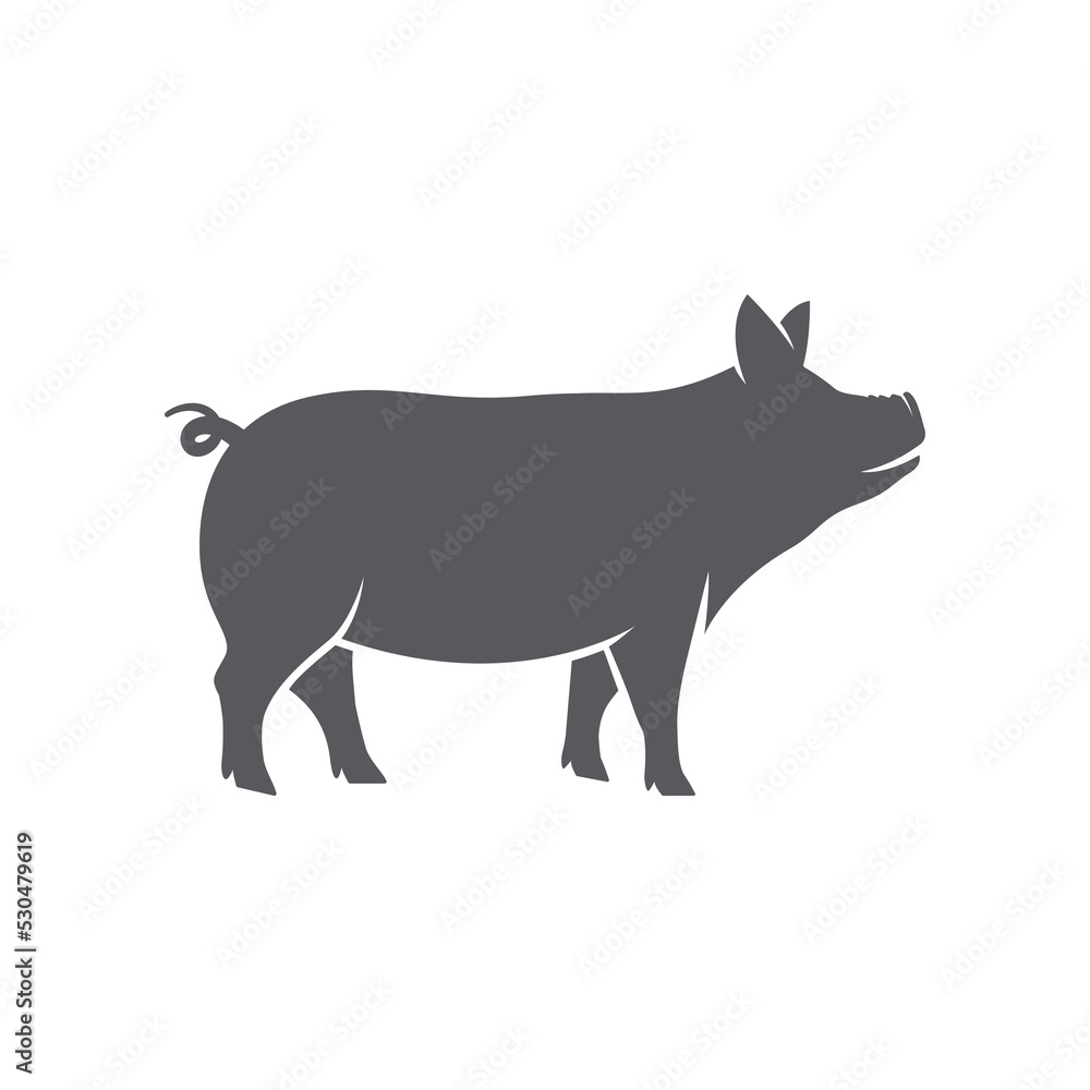 Pig pictogram icon vector. Vector illustration of pig silhouette. pork vector icon. Vector illustration	
