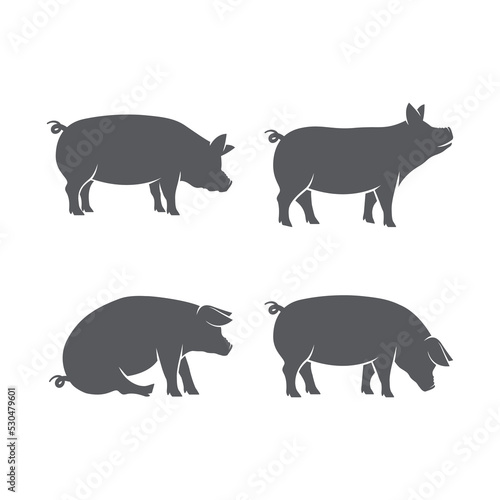 Pig pictogram icon vector. Vector illustration set of pig silhouette. pork vector icon pack. Vector illustration © kursi_design