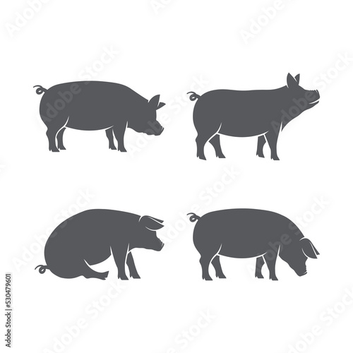 Pig pictogram icon vector. Vector illustration set of pig silhouette. pork vector icon pack. Vector illustration	
