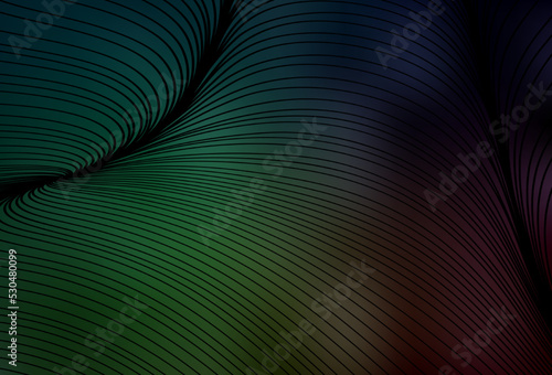 Dark Green vector template with curved lines.