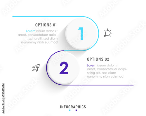 Vector Infographic label design template with icons and 2 options or steps. Can be used for process diagram, presentations, workflow layout, banner, flow chart, info graph.