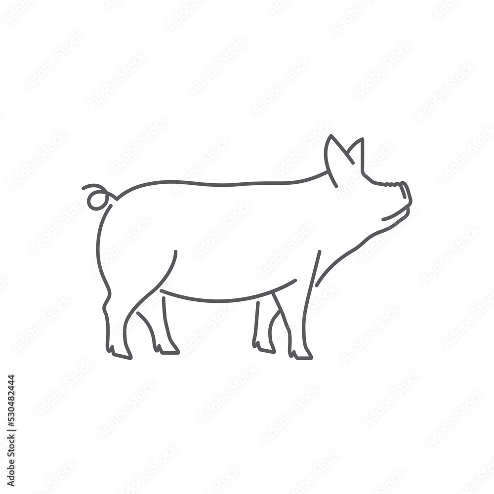 Pig pictogram linear icon vector. Vector illustration of pig silhouette. pork linear vector icon. Vector illustration Pig pictogram linear icon vector. Vector illustration of pig silhouette. pork linear vector icon. Vector illustration