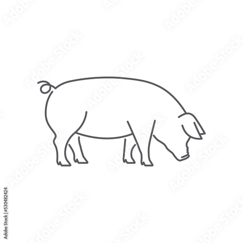 Pig pictogram linear icon vector. Vector illustration of pig silhouette. pork linear vector icon. Vector illustration