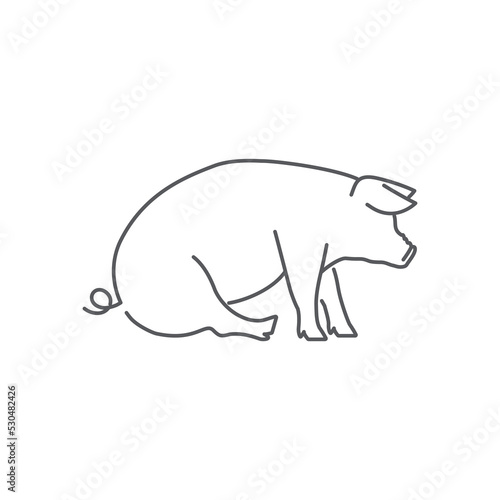 Pig pictogram linear icon vector. Vector illustration of pig silhouette. pork linear vector icon. Vector illustration