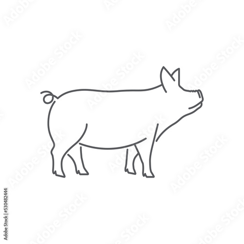 Pig pictogram linear icon vector. Vector illustration of pig silhouette. pork linear vector icon. Vector illustration © kursi_design
