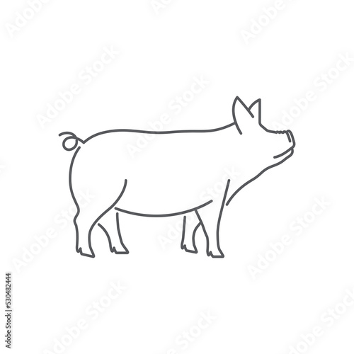 Pig pictogram linear icon vector. Vector illustration of pig silhouette. pork linear vector icon. Vector illustration