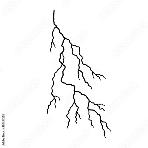 Lightning isolated on white background. Vector simple icon with thunder and lightning discharge