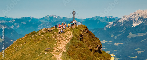 Beautiful alpine summer view at the famous Kitzbueheler Horn summit, Kitzbuehel, Tyrol, Austria