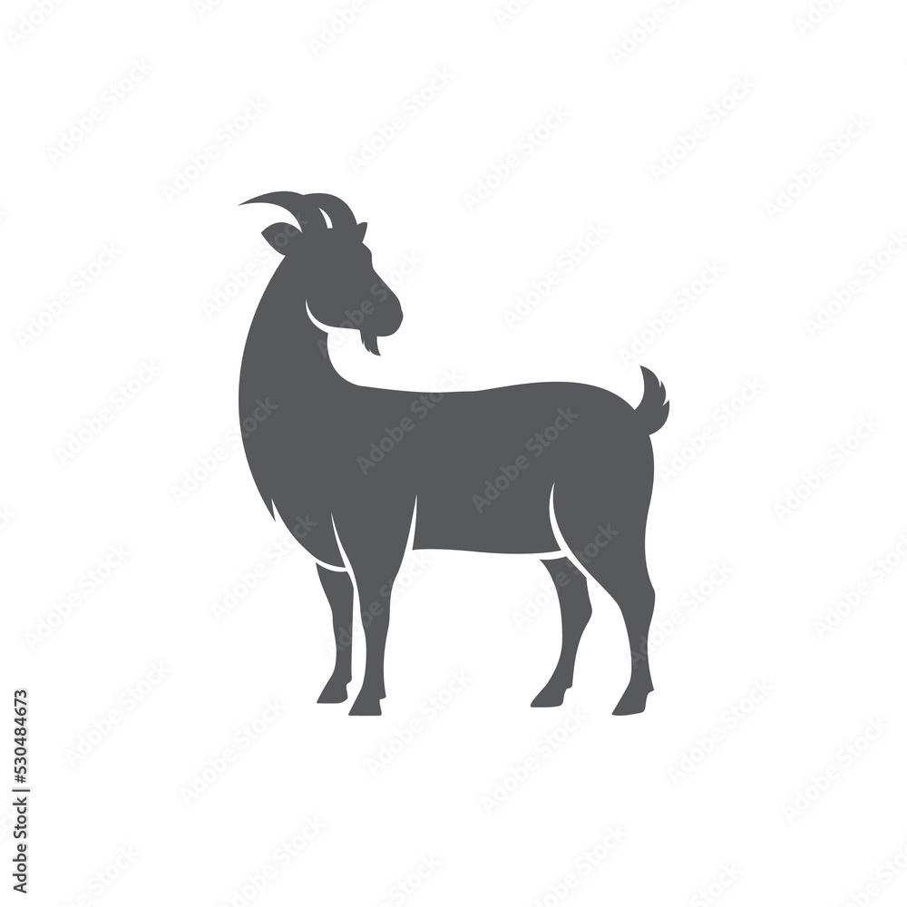 Fototapeta premium Goat side view silhouette. Farm goat animal logo design. Vector illustration 