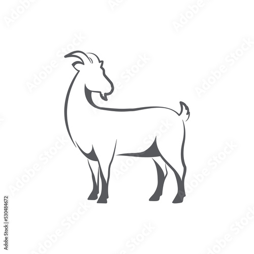 Goat side view silhouette. Farm goat animal logo design. Vector illustration  