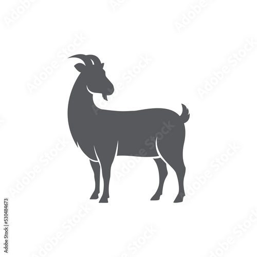 Goat side view silhouette. Farm goat animal logo design. Vector illustration 