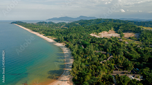 Aerial drone view of stunning coastline scenery in Dungun, Terengganu, Malaysia