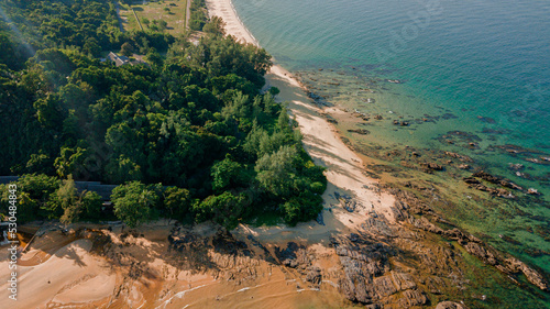 Aerial drone view of stunning coastline scenery in Dungun, Terengganu, Malaysia