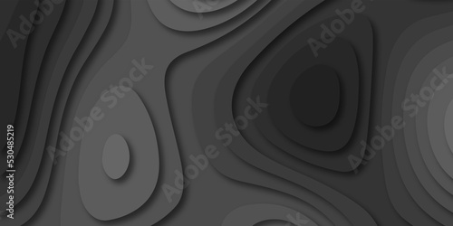 Dark Black Papercut banner concept. Paper carve black background for card poster brochure flyer design in black colors. Vector illustration. Geometric cut paper black luxury background.
