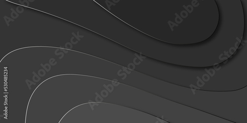 Dark Black Papercut banner concept. Paper carve black background for card poster brochure flyer design in black colors. Vector illustration. Geometric cut paper black luxury background.