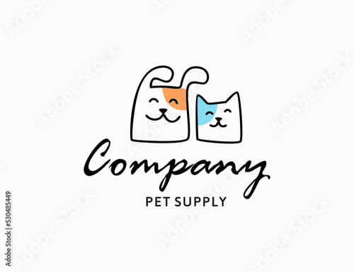 Cute dog and cat logo design for pet shop company