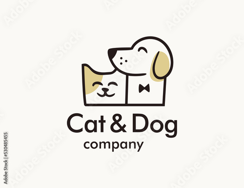 Cute dog and cat logo design for pet shop company