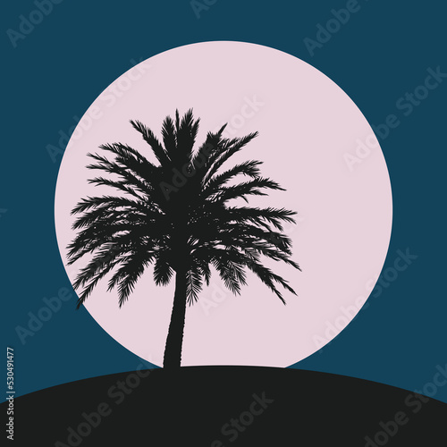 Palm trees silhouettes retro design