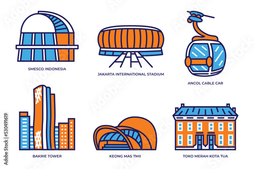 jakarta landmark vector illustration