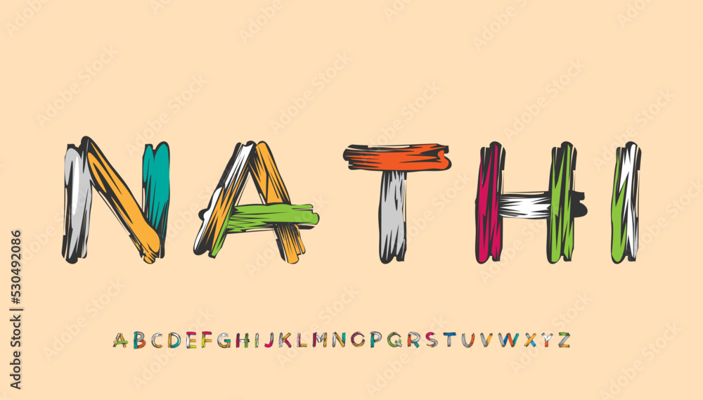 nathi typography letter logo design - obrazy, fototapety, plakaty 