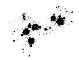 Black paint splatter set isolated on white background. Water splash silhouette vector texture overlay.