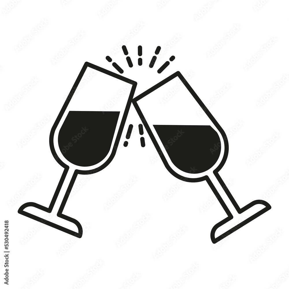 Vector champagne logo design. Black and white drink icon Vector champagne logo design. Black and white drink icon