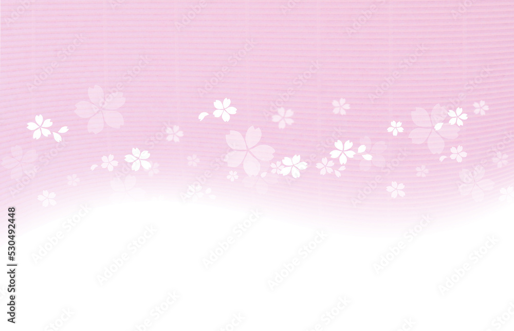 舞い上がる桜の花びら（ピンクの紙の背景）