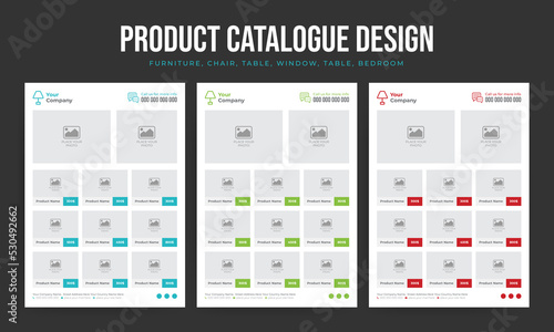 A4 Paper Product flyer design, modern furniture product catalogue or brochure design template	, advertisement design