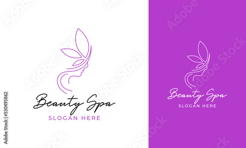 Beauty spa logo with woman face and minimalist style