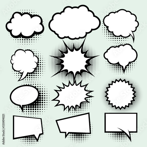 Pop art comics book magazine, speech bubble, balloon, box message