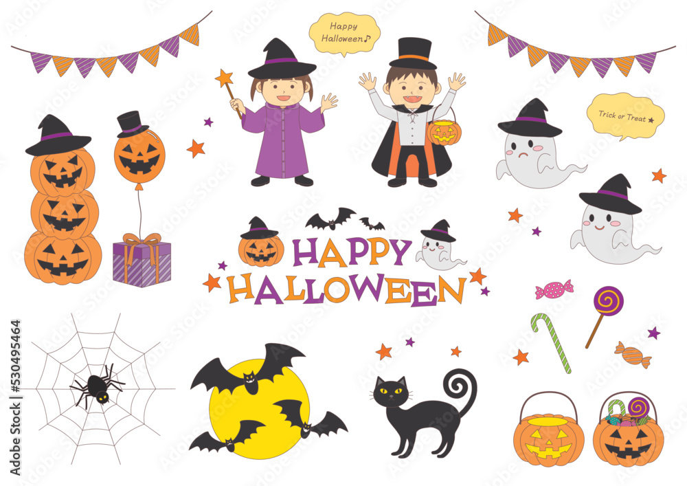 Fototapeta premium ハロウィン_イラスト_セット_主線あり 