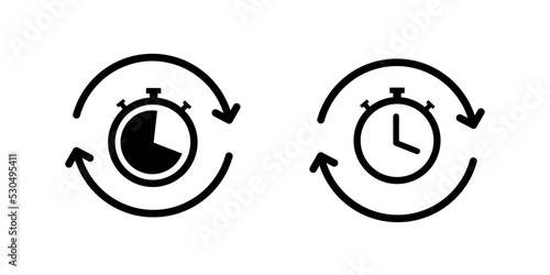Timer reuse icon. Vector illustration. Quick time icon, fast deadline.