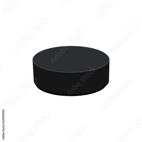 Hockey puck. Cartoon Sports black ball round, equipment for games, flat vector Illustration isolated on white background