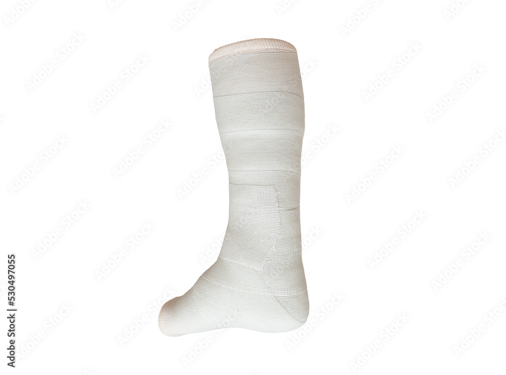 foot bandage on isolated white background, close up foot bandage on isolated white background, close up