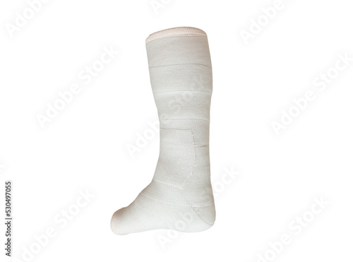 foot bandage on isolated white background, close up