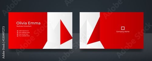Modern red business card print templates. Personal visiting card with company logo. Vector illustration. Stationery design