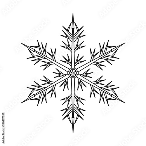 Fototapeta Naklejka Na Ścianę i Meble -  Hand drawn Christmas snowflakes. Coloring book page . Monochrome vector illustration