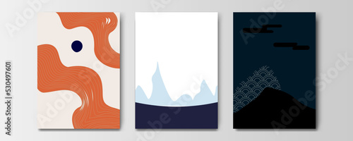 mountain wallpaper design with landscape line arts, luxury background design for cover, invitation background, packaging design, wall arts, fabric, and print. Vector illustration