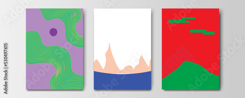 mountain wallpaper design with landscape line arts, luxury background design for cover, invitation background, packaging design, wall arts, fabric, and print. Vector illustration