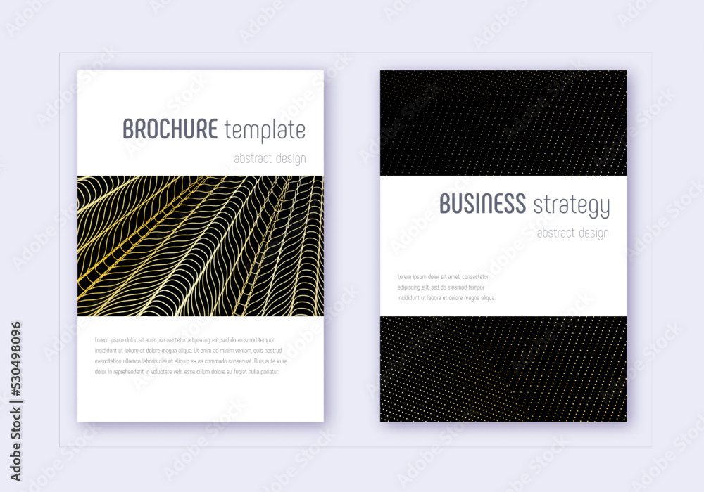 Fototapeta premium Minimalistic cover design template set. Gold abstr