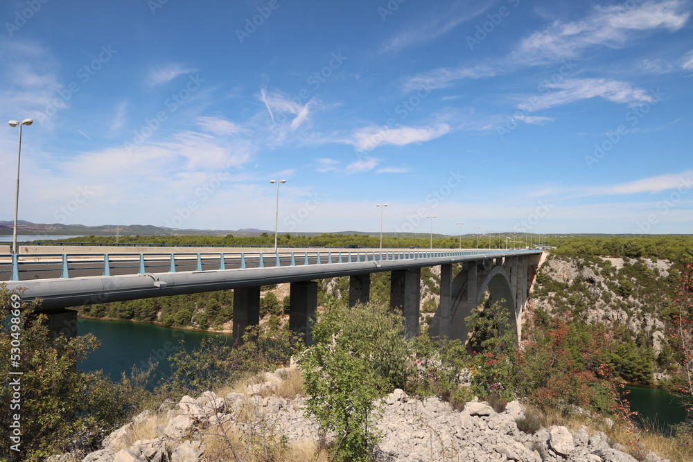 Road bridge over the Krka River in Croatia