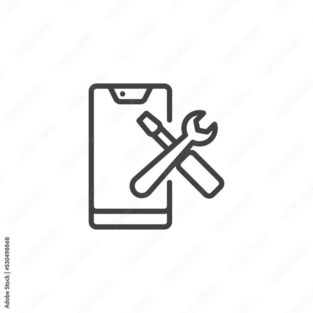 Mobile repair service line icon Mobile repair service line icon