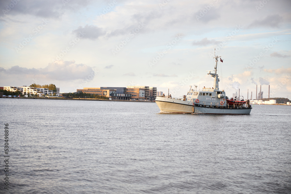 Navy ship in the shore in Aalborg Denmark