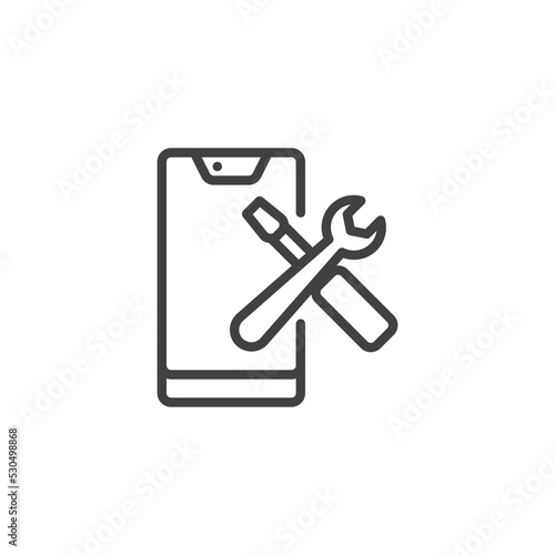 Mobile repair service line icon